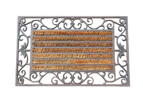 Sturdy Doormat with Coconut Roller Brushes - Cast iron