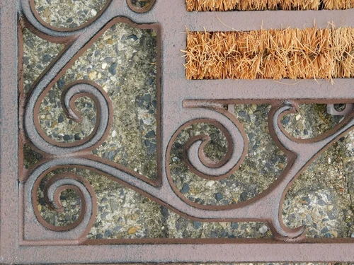 Sturdy Doormat with Coconut Roller Brushes - Cast iron