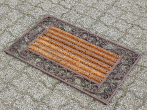 Sturdy Doormat with Coconut Roller Brushes - Cast iron