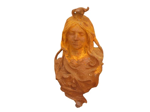 Weiblicher Kopf, Jugendstil - Skulptur, aus Gusseisen