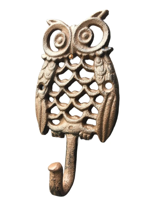 Wardrobe hook based on an owl, metal cast iron