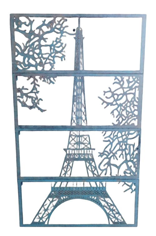 Groot metalen wandornament, 4 delen, de Eiffeltoren, Parijs, wanddecoratie
