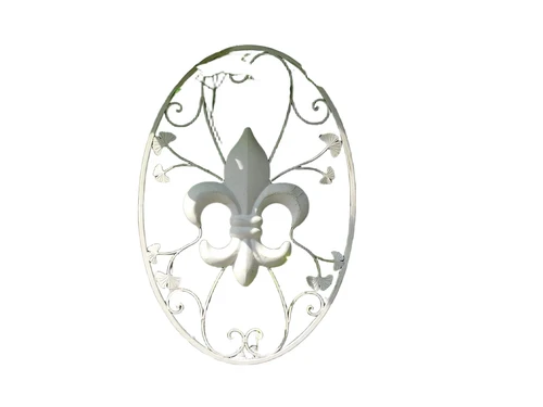 Groot Wandornament - Franse Lelie - Smeedijzer - Antiek-Wit