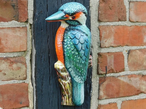 Kingfisher in Colour - 27 cm - Cast iron - Wall decoration