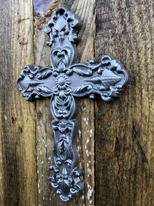 Cross made of cast iron, rusty