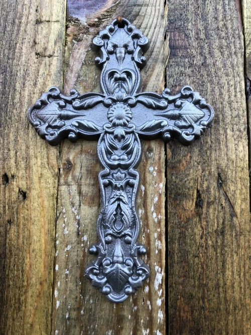 Cross made of cast iron, rusty