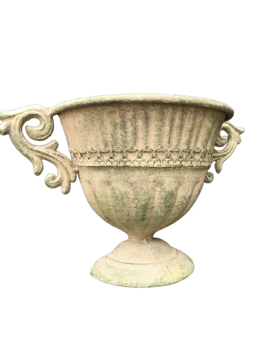 Mooie Franse lelie wandvaas, metaal-age-green