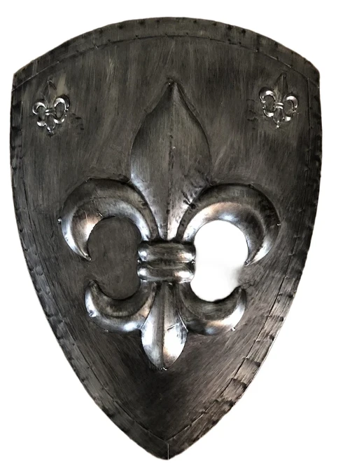 Prachtig mooi metalen schild met Franse lelie, kasteelstijl, geweldig.