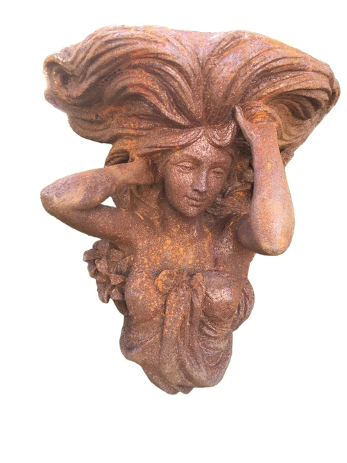 Classic Wall Ornament: Female Figure – Heavy Cast Iron – Rust – 45 cm