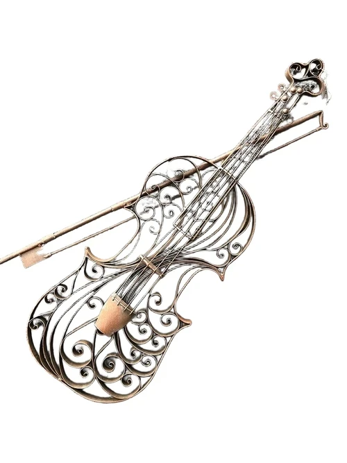 Beautiful wrought iron violin for the garden wall or indoors as a wall decoration!!