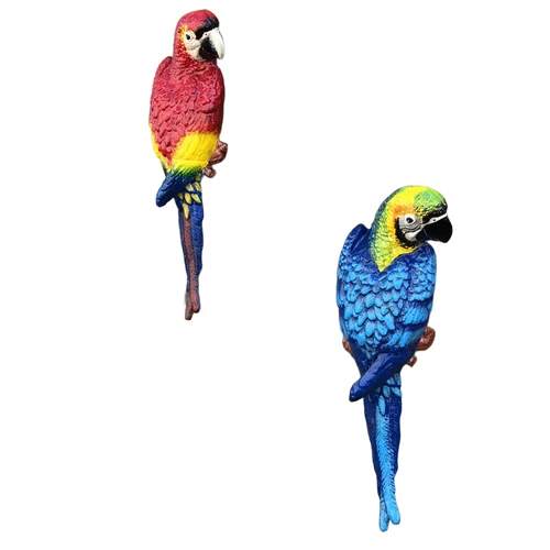 Set of Colorful Parrots - 36 cm - Cast Iron - Wall Decoration