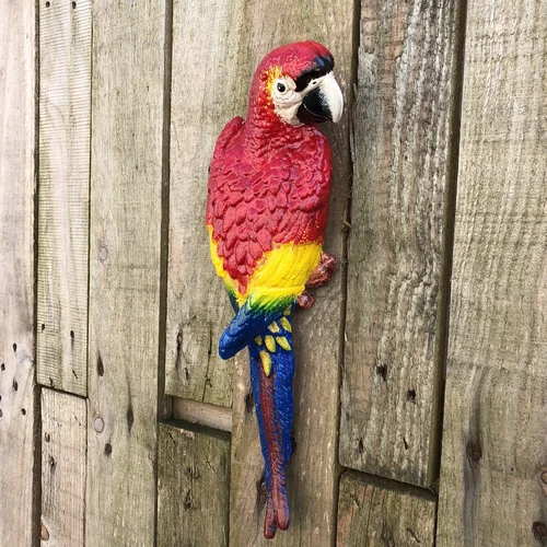 Set of Colorful Parrots - 36 cm - Cast Iron - Wall Decoration