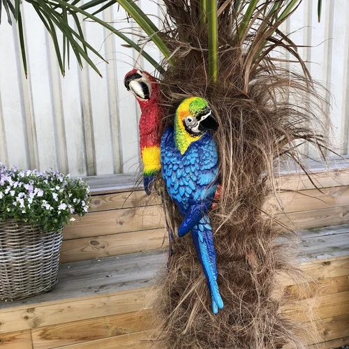 Set of Colorful Parrots - 36 cm - Cast Iron - Wall Decoration