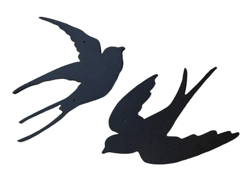 Set of 2 Swallows - silhouette - metal matt black - wall deco