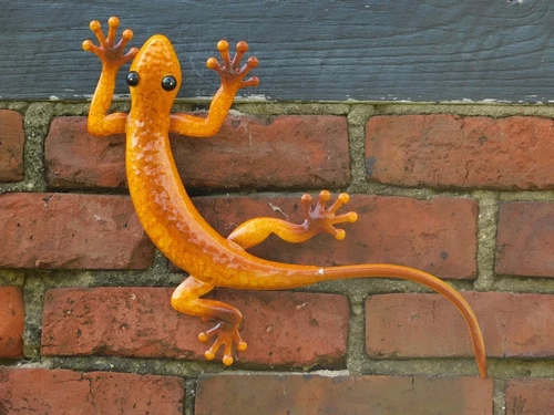 Set of 4 colour geckos - hand-painted - metal