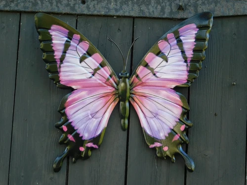 Set of Wall Butterflies - Purple and Orange - Metal