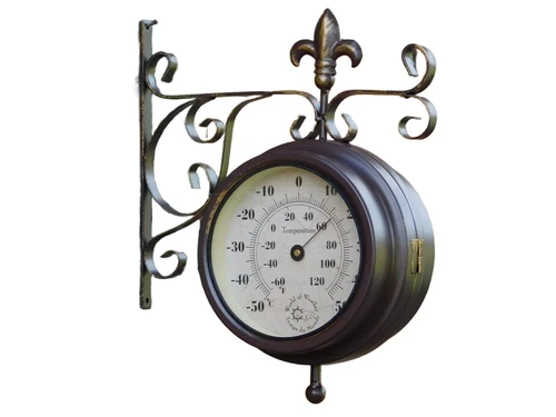 Station Clock with Thermometer - 30 cm - Soft Steel and Glass