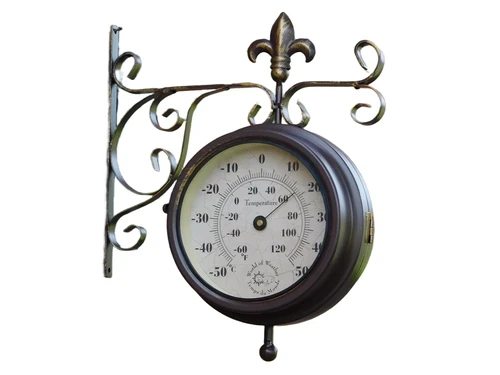Station Clock with Thermometer - 30 cm - Soft Steel and Glass