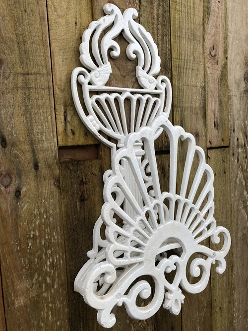 Tuinslang houder, gemaakt van gietijzer, weerbestendig-old white.