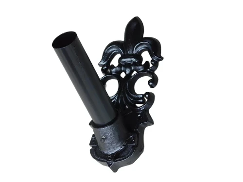 Flagpole holder with French Lily - Black - Cast iron