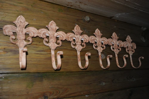 Wand Kapstok Gietijzer - OldWhite-Rust Look - 6 Haaks
