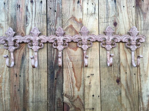 Wand Kapstok Gietijzer - OldWhite-Rust Look - 6 Haaks