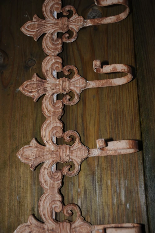 Wand Kapstok Gietijzer - OldWhite-Rust Look - 6 Haaks
