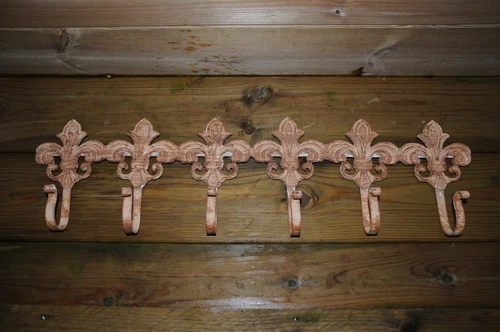 Wand Kapstok Gietijzer - OldWhite-Rust Look - 6 Haaks