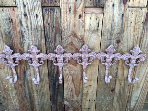Wand Kapstok Gietijzer - OldWhite-Rust Look - 6 Haaks