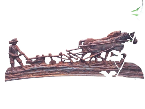 Wall decoration: Farmer with Horse and Plough – Cast iron – Rust – 72 cm
