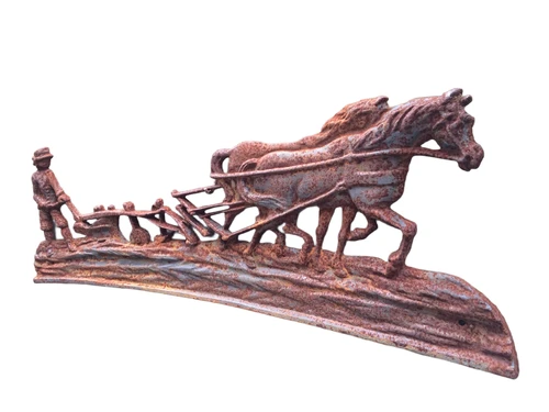 Wall decoration: Farmer with Horse and Plough – Cast iron – Rust – 72 cm