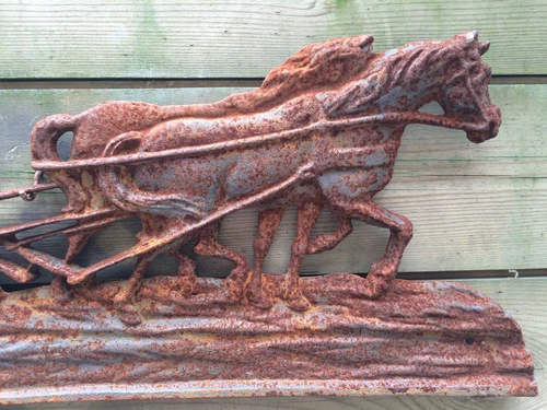Wall decoration: Farmer with Horse and Plough – Cast iron – Rust – 72 cm