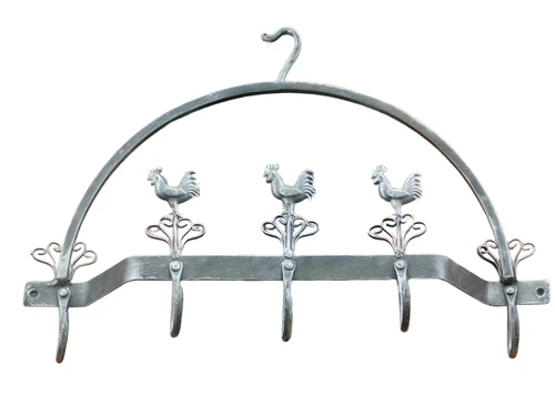 Wall pendant with rooster motif and 5 hooks