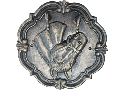 Wandkapstok met afbeelding paardenhoofd gietijzer, 2 haken.