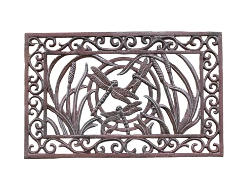 Wall ornament / doormat with dragonflies - cast iron