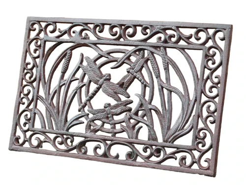 Wall ornament / doormat with dragonflies - cast iron