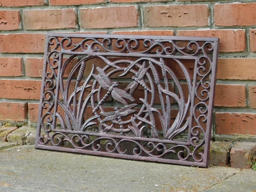 Wall ornament / doormat with dragonflies - cast iron