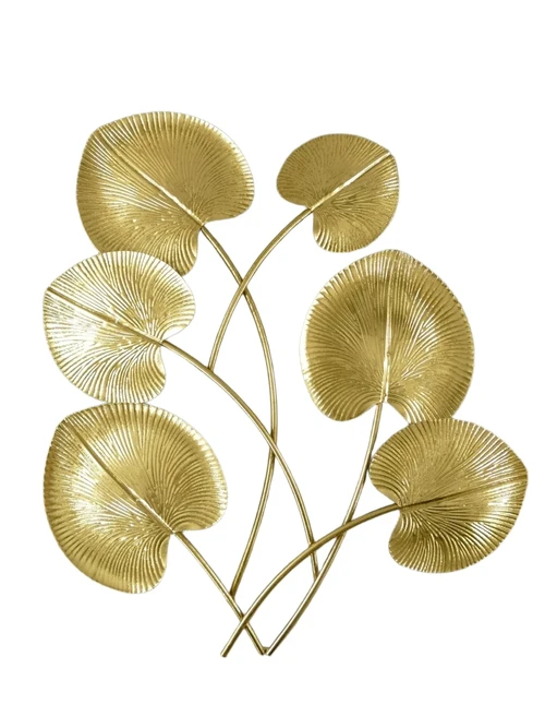 Wandornament Bloem - 63 cm - Goudkleurig - IJzer