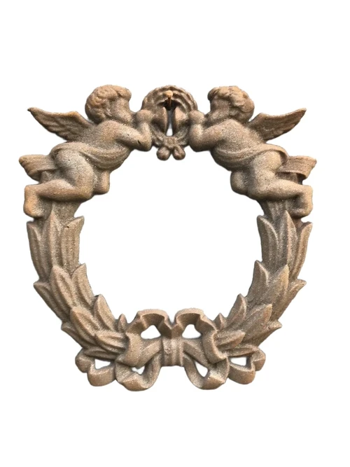 Wall ornament angel scene, cast iron.