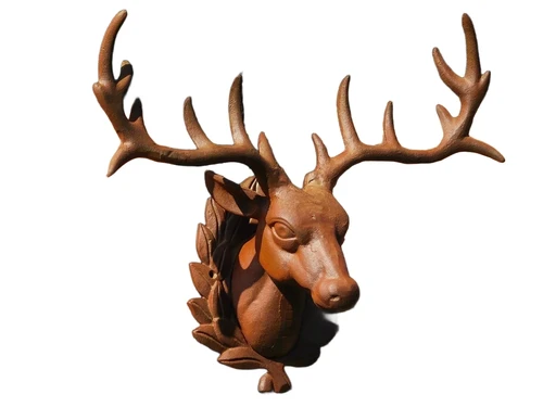 Wall ornament Deer head - Brown - Cast iron oxid