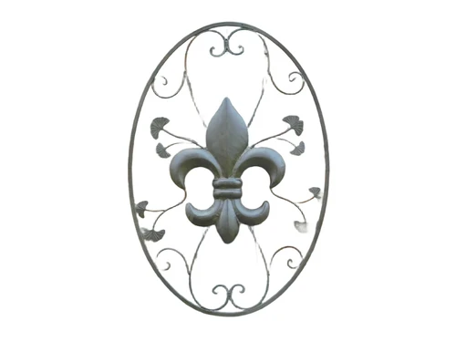 Wall ornament with French Lily - Metal - Vintage Brown