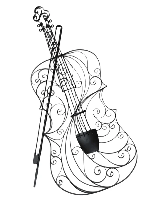 Wandornament Viool - 85 cm - Zwart