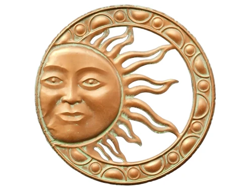 Wandornament Zon - 50 cm - Rond - Koperlook