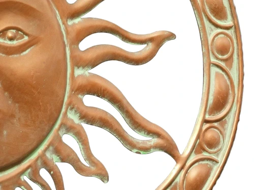 Wandornament Zon - 50 cm - Rond - Koperlook