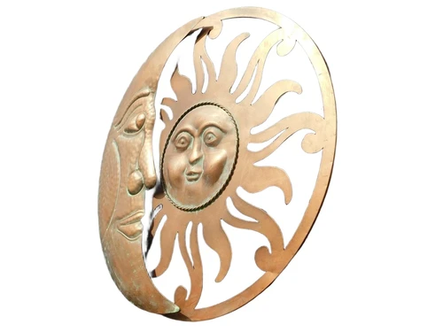Wall ornament Sun and Moon - 60 cm - Round - Copper look