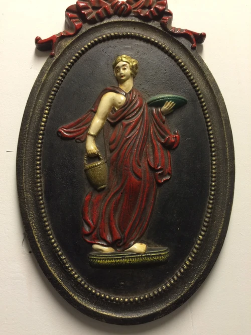 Wall Ornament: Oriental Woman – Heavy Cast Iron – Coloured – 51 cm
