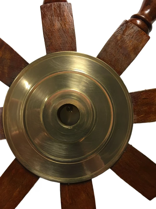 Beautiful large hardwood steering wheel with brass hub