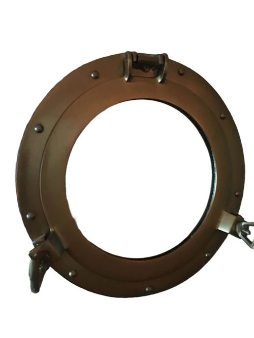 Brass ship window mirror foldable, beautiful.