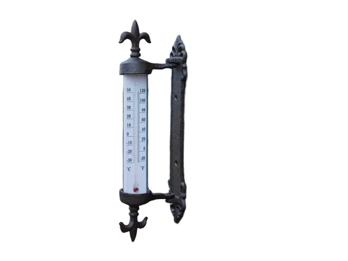 Thermometer with French Lily - Cast Iron - Window Thermometer - Weatherproof