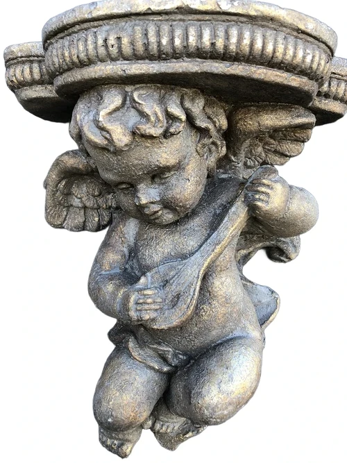 Wandornament-console Engel, bloemhouder, polystone, prachtige eye-catcher.